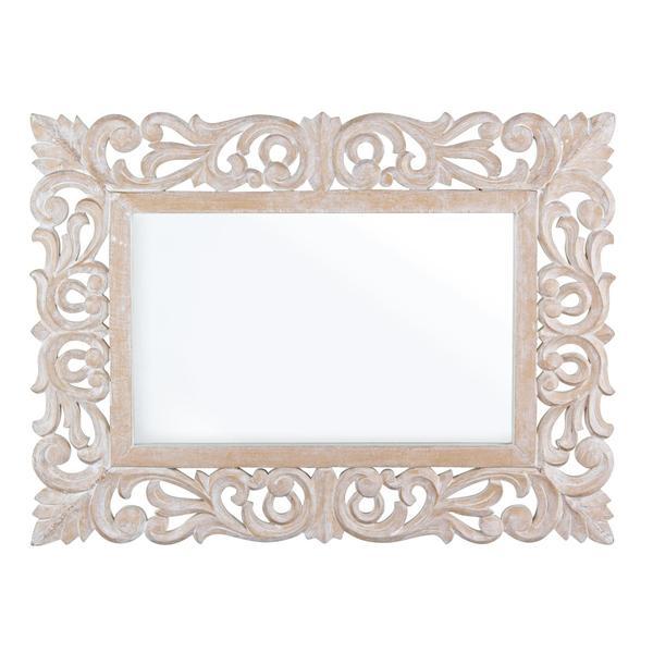 Oglinda decorativa perete cu rama lemn alb patinat dalila size 45 cm x 60 cm