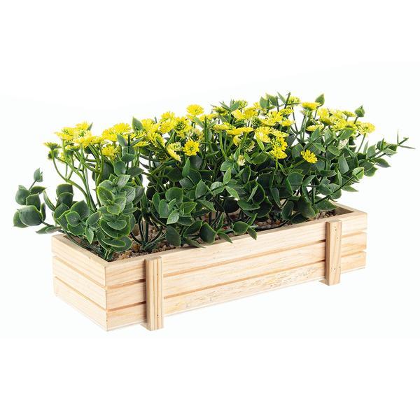 Flori artificiale galbene in jardiniera 23x9x14h
