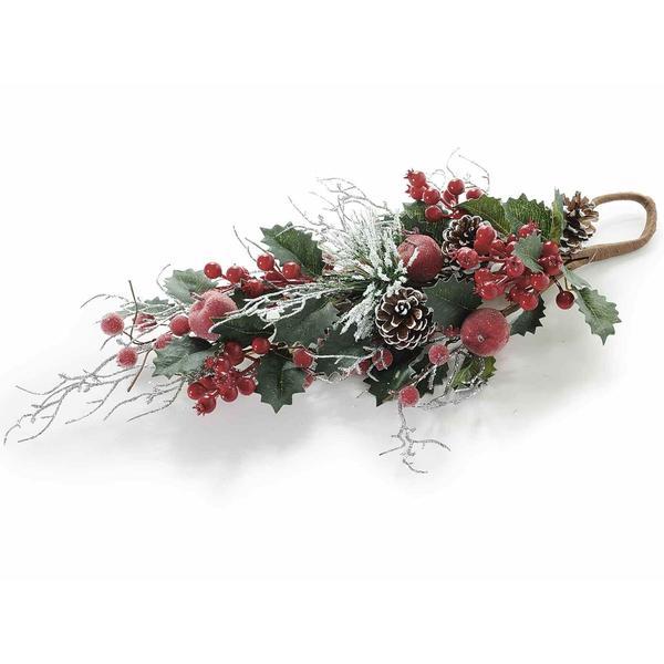 Crenguta decorativa mere rosii conuri naturale 59 cm