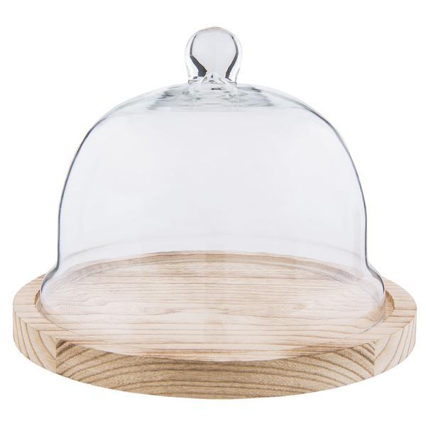 Platou deserturi aperitive cu cupola sticla diametru 23 cm x 17 h