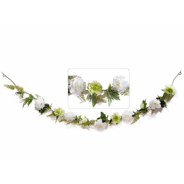 Ghirlanda flori artificiale peonia albe cm 230 h 