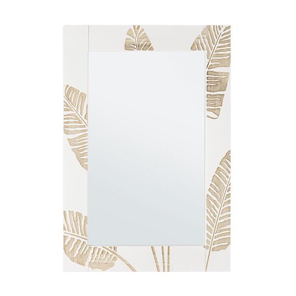 Oglinda decorativa perete cu rama lemn alb crem 54 cm x 76 h 