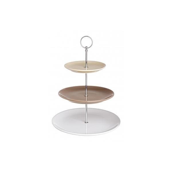Platou ceramica maro alb 3 etaje elegance diametru 26x38h