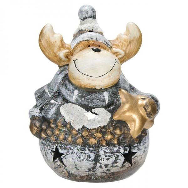 Candela ceramica ren silver 21 cm x 15 cm