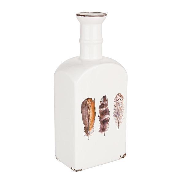Vaza pentru flori ceramica alba maro huritt 13 cmx 9 cm x 30 h 
