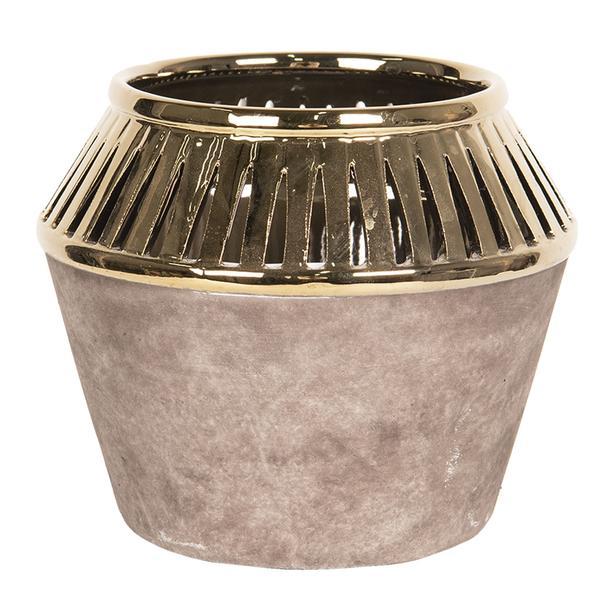 Vaza decorativa ceramica aurie diametru 19 cm x 17 cm