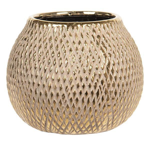 Vaza decorativa ceramica auriu diametru 15 cm x 12 cm