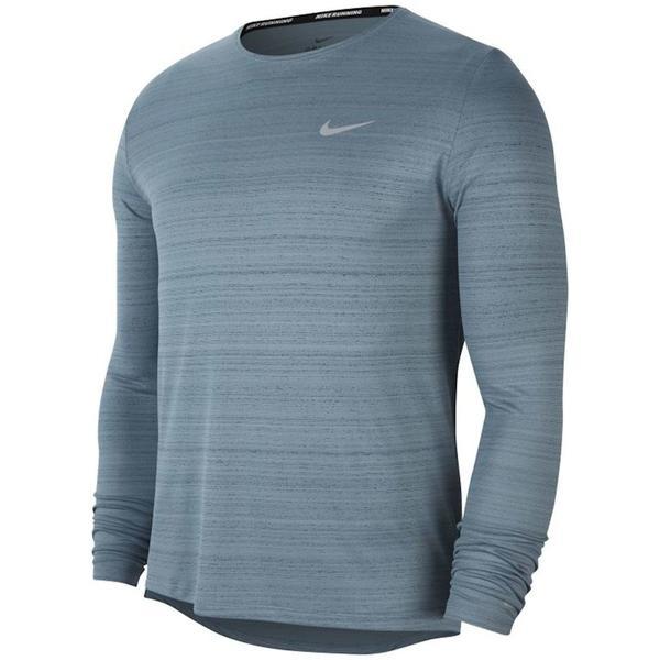 Bluza barbati nike dri-fit miler long-sleeve running top cu5989-031, l, gri