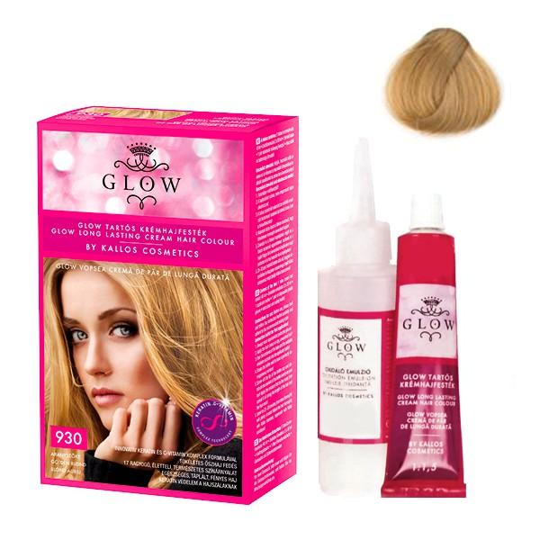 Deteriorat - vopsea permanenta - kallos glow long lasting cream hair colour nuanta 930 blond auriu