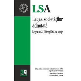 Legea societatilor adnotata act. 9 septembrie 2015, editura rosetti educational