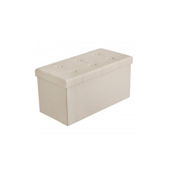 Banca 2 locuri cu spatiu depozitare piele sintetica bej 76 x 38 x 38 cm