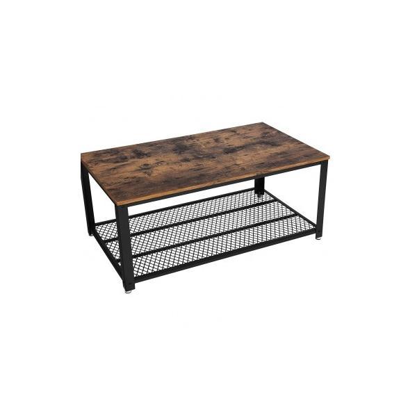 Masuta cu cadru metalic pentru living/dormitor design industrial vintage maro-negru