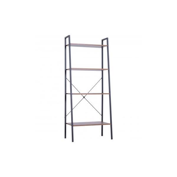 Raft cu 4 etajere vintage metal+mdf negru+maro