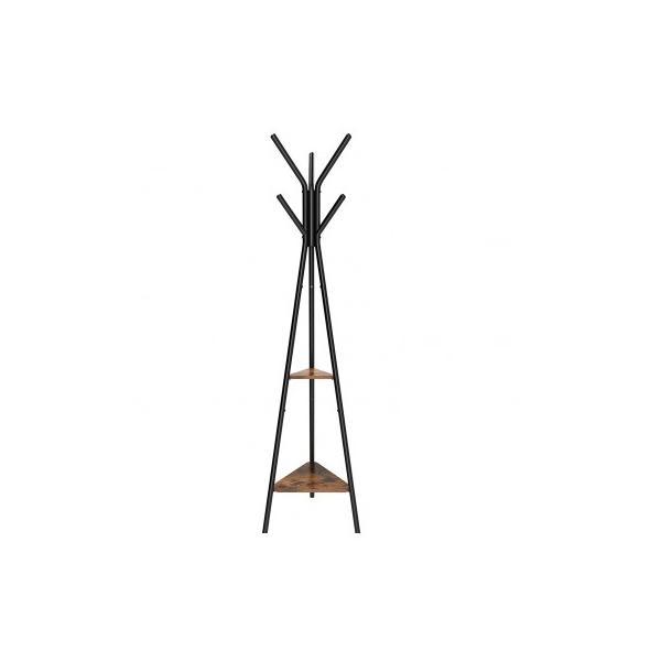 Cuier haine cu 2 rafturi design industrial vintage maro-negru