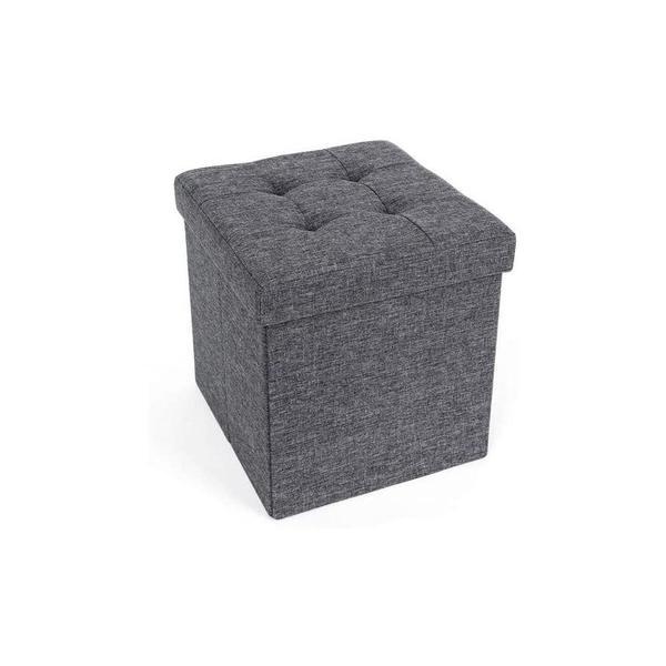 Taburet cu spatiu depozitare Pliabil Gri 38 x 38 x 38 cm