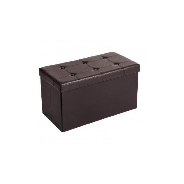 Banca 2 locuri cu spatiu depozitare piele sintetica maro 76 x 38 x 38 cm