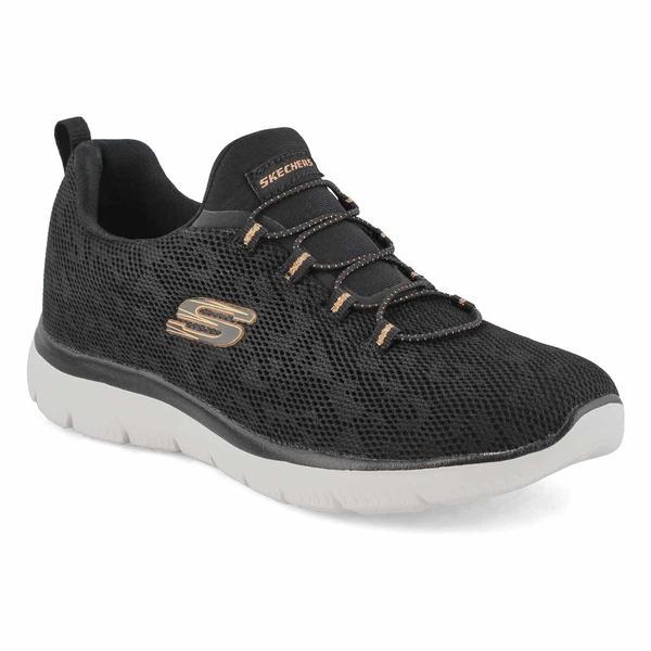 Pantofi sport femei skechers summits-leopard spot 149037/bkrg, 38, negru