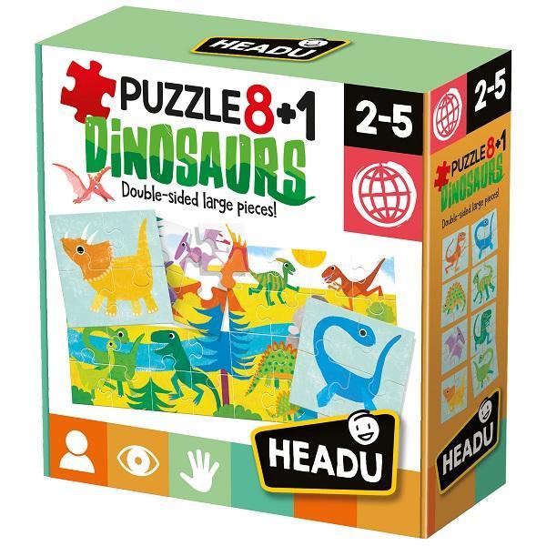 Puzzle cu doua fete dinozauri 8+1 Headu