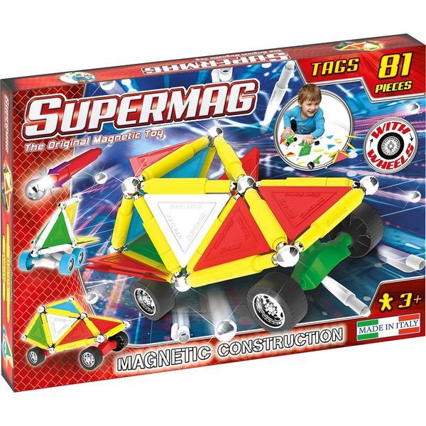 Set constructie magnetic 81 piese Tags Wheels Supermag