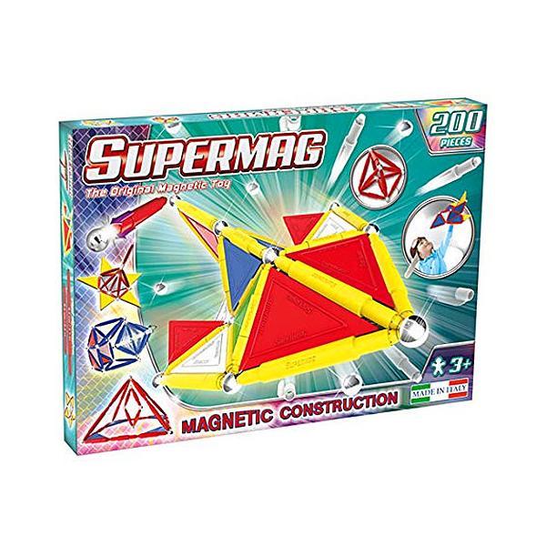 Set constructie magnetic 200 piese Tags Primary Supermag