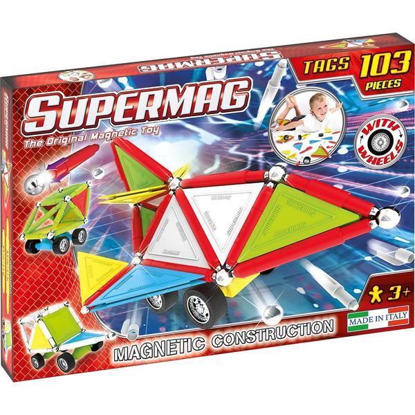 Set constructie magnetic 103 piese Tags Wheels Supermag