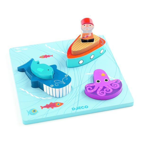 Puzzle lemn in relief moby djeco