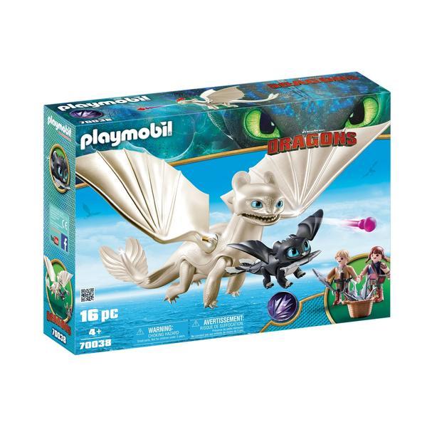 Playmobil Dragons Light Fury, pui de dragon si copii
