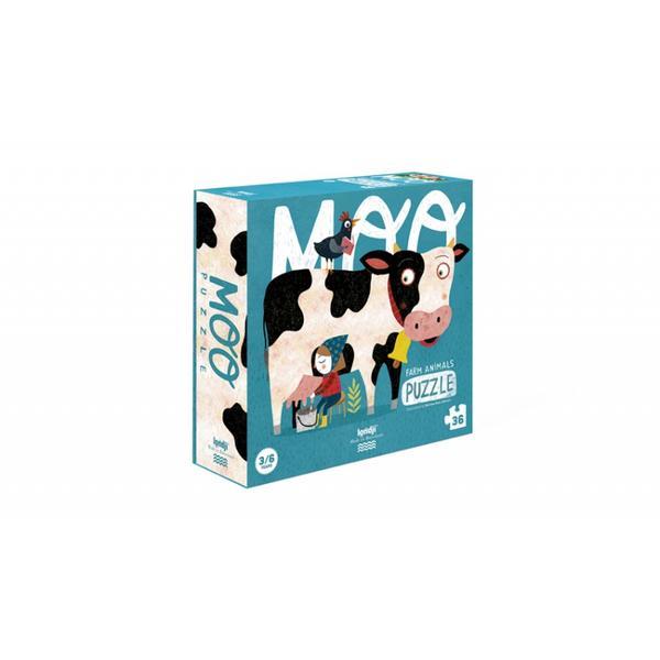 Puzzle vacuta moo la ferma 36 piese londji