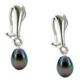 Cercei Argint Clips cu Perle Naturale Teardrops Negre - Cadouri si perle