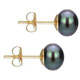 Cercei de aur cu perle naturale negre - Cadouri si perle