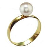 Inel din Aur cu Perla Naturala Akoya, 14 karate, 20.6 mm diametru - Cadouri si perle