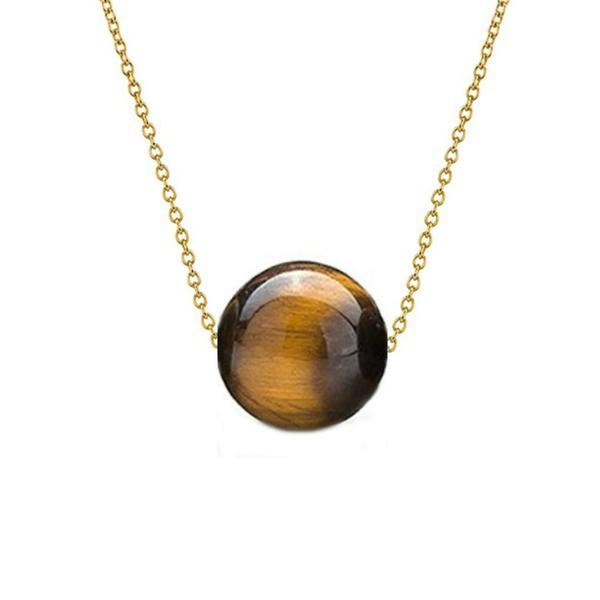 Colier aur 14 karate cu ochi de tigru de 12 mm - cadouri si perle