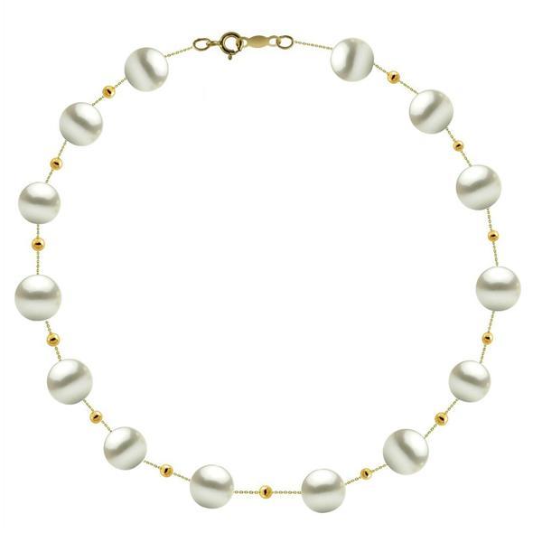 Colier office aur de 14 k cu perle naturale premium de 8 mm si bile aur - cadouri si perle