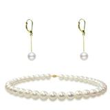Set Aur 14k Colier si Cercei Lungi cu Perle Naturale - Cadouri si perle