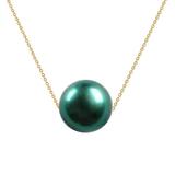 Colier Aur cu Perla Naturala Premium Verde Smarald - Cadouri si perle