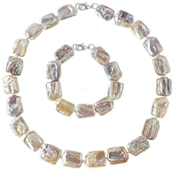 Set argint 925 colier si bratara perle naturale baroque - cadouri si perle