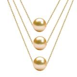 Colier Triplu Aur 14 karate si Perle Naturale Crem Premium - Cadouri si perle