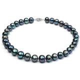 Colier Perle Naturale Negre Mari cu Inchizatoare Aur Alb de 14k - Cadouri si perle