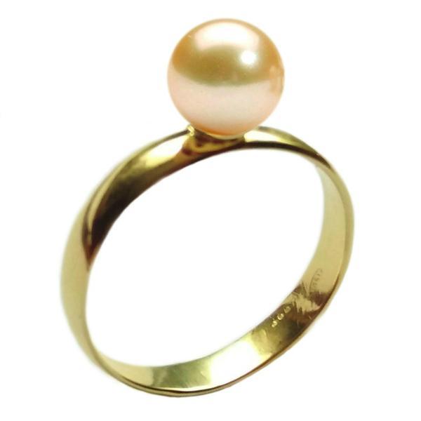 Inel din Aur cu Perla Naturala Premium Crem, 14 karate, 21.3 mm diametru - Cadouri si perle