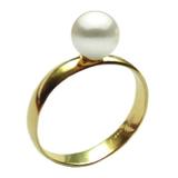 Inel din Aur cu Perla Naturala Premium Alba, 14 karate, 15.7 mm diametru - Cadouri si perle