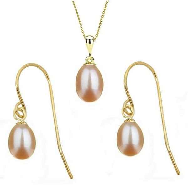 Set din aur si perle naturale teardrops crem - cadouri si perle