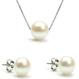 Set Argint si Perle Naturale Albe Premium de 10 mm - Cadouri si perle