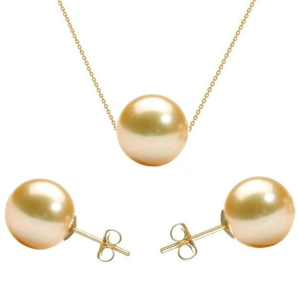 Set Aur 14 karate cu Perle Naturale Premium Crem - Cadouri si perle