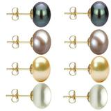 Set Cercei Aur cu Perle Naturale Negre, Lavanda, Crem si Albe de 10 mm - Cadouri si Perle