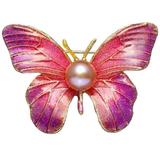 Brosa Pandantiv Fluture Mov cu Perla Naturala Crem de 8 mm  - Cadouri si perle