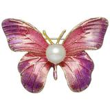 Brosa Pandantiv Fluture Mov cu Perla Naturala Alba de 8 mm  - Cadouri si perle