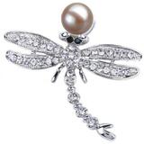 Brosa Pandantiv Libelula cu Perla Naturala Lavanda si Zirconii  - Cadouri si perle
