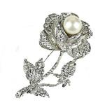 Brosa Pandantiv Trandafir Argintiu cu Perla Naturala Alba  - Cadouri si perle