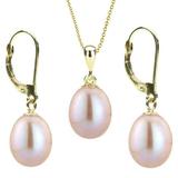 Set Aur 14k si Perle Naturale Teardrops Lavanda - Cadouri si perle