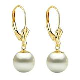 Cercei Aur Galben Model Lalea cu Perle Naturale Albe Premium de 8 m - Cadouri si perle